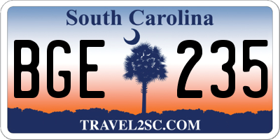 SC license plate BGE235
