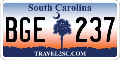 SC license plate BGE237