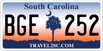 SC license plate BGE252