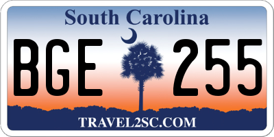 SC license plate BGE255