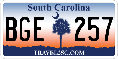 SC license plate BGE257