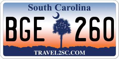 SC license plate BGE260