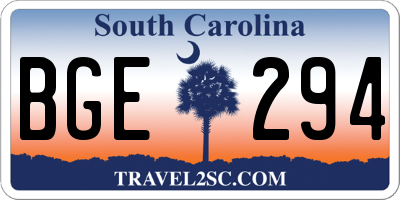 SC license plate BGE294