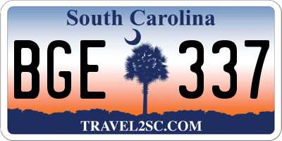 SC license plate BGE337