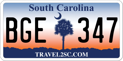 SC license plate BGE347