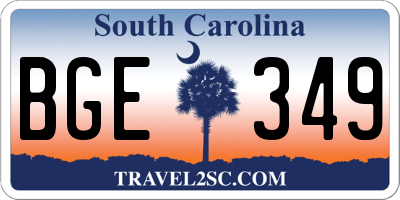 SC license plate BGE349