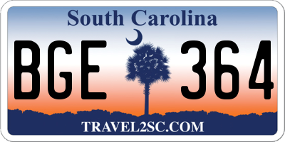 SC license plate BGE364