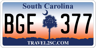 SC license plate BGE377