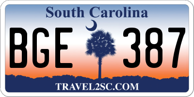 SC license plate BGE387