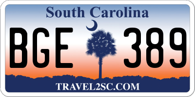 SC license plate BGE389