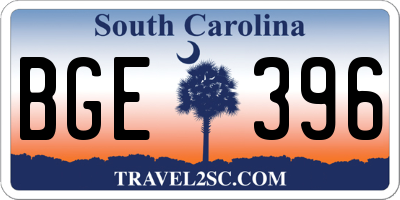 SC license plate BGE396