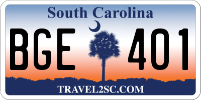 SC license plate BGE401