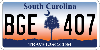 SC license plate BGE407