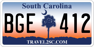 SC license plate BGE412