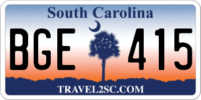 SC license plate BGE415