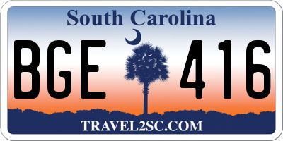SC license plate BGE416