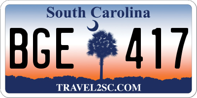 SC license plate BGE417
