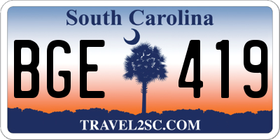 SC license plate BGE419