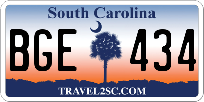 SC license plate BGE434