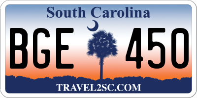 SC license plate BGE450