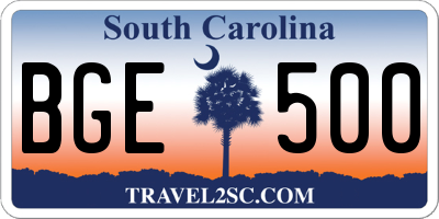 SC license plate BGE500