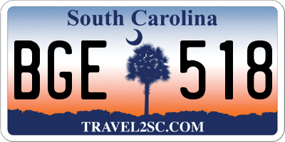 SC license plate BGE518