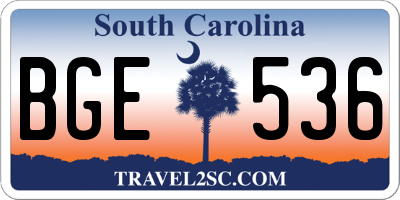 SC license plate BGE536