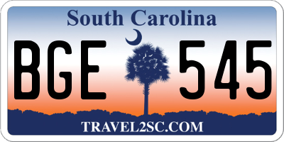 SC license plate BGE545