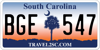 SC license plate BGE547