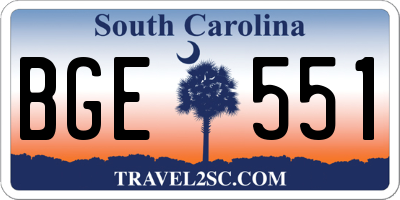 SC license plate BGE551