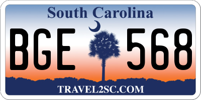 SC license plate BGE568