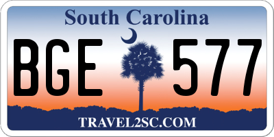 SC license plate BGE577