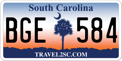 SC license plate BGE584