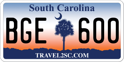SC license plate BGE600