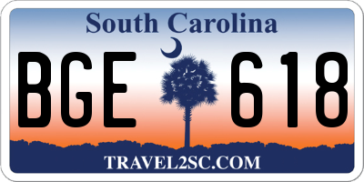 SC license plate BGE618