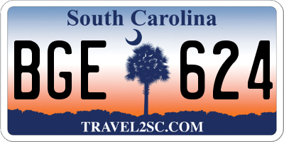 SC license plate BGE624
