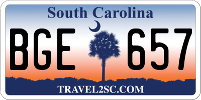 SC license plate BGE657