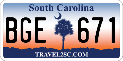 SC license plate BGE671