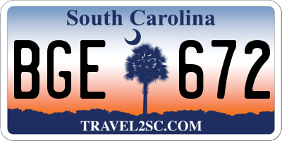 SC license plate BGE672