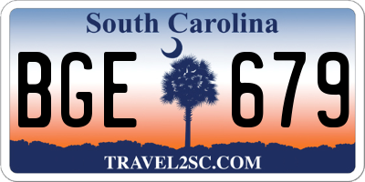 SC license plate BGE679