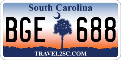 SC license plate BGE688
