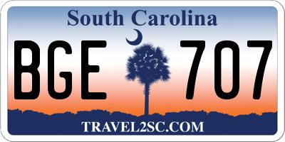 SC license plate BGE707