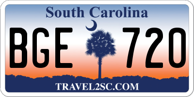 SC license plate BGE720