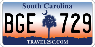 SC license plate BGE729