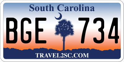 SC license plate BGE734