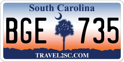 SC license plate BGE735