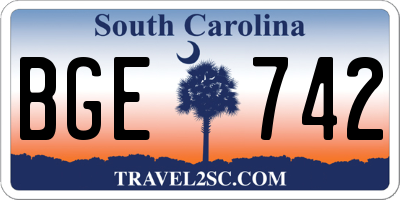 SC license plate BGE742