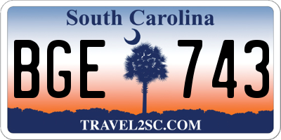 SC license plate BGE743