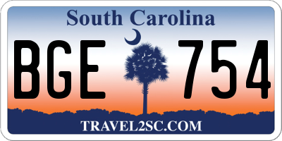 SC license plate BGE754
