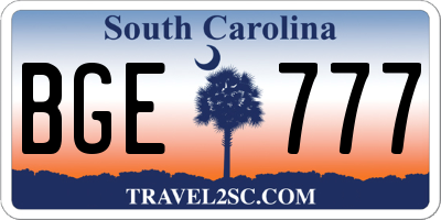 SC license plate BGE777